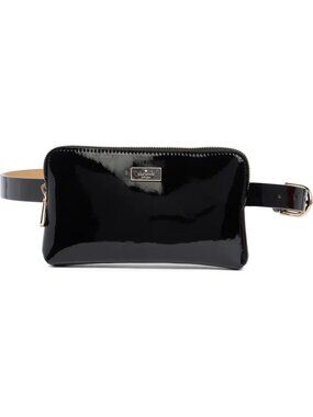Kate Spade New York Patent Leather Zip Top Belt Bag in Black